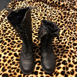 Black combat boots